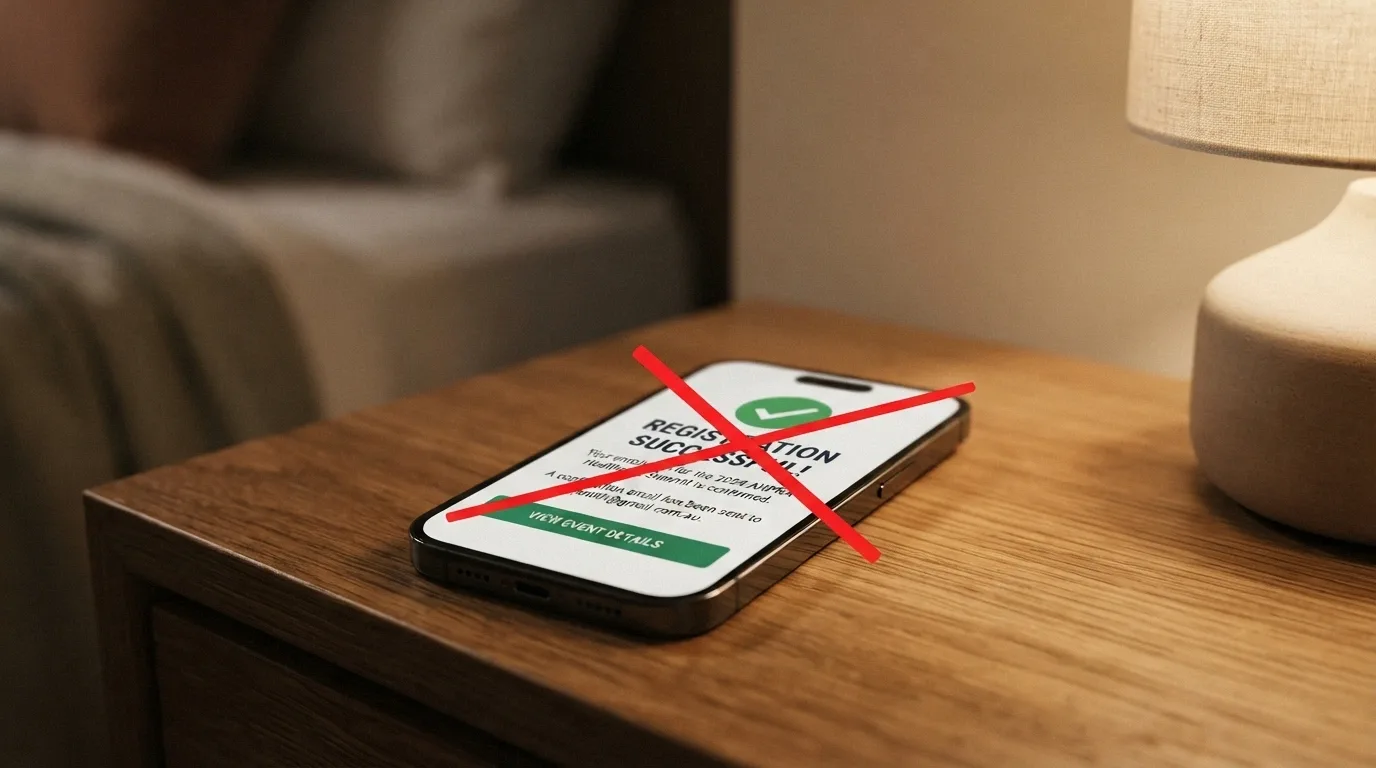 A BetStop registration confirmation screen on a phone, with a red line striking through the words offshore casino beneath it