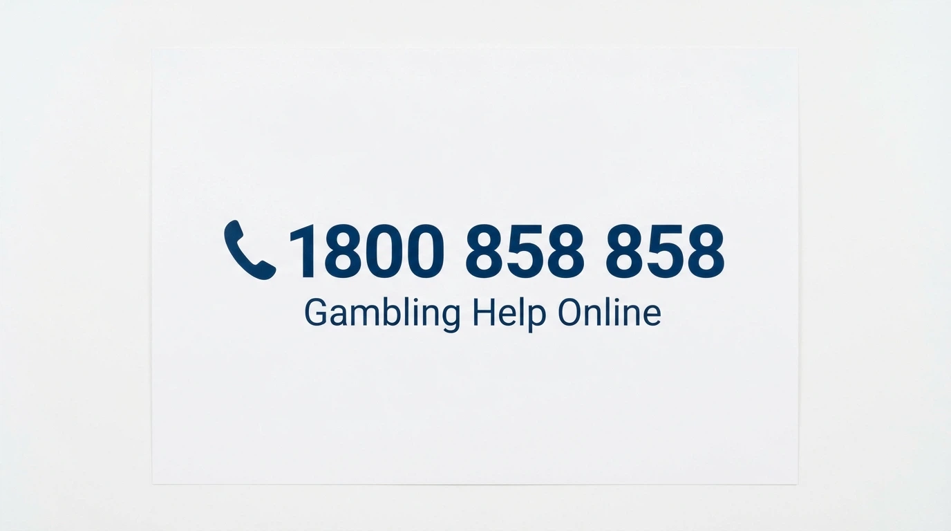 The number 1800 858 858 displayed prominently in large text beside the Gambling Help Online logo and a phone icon on a clean white background