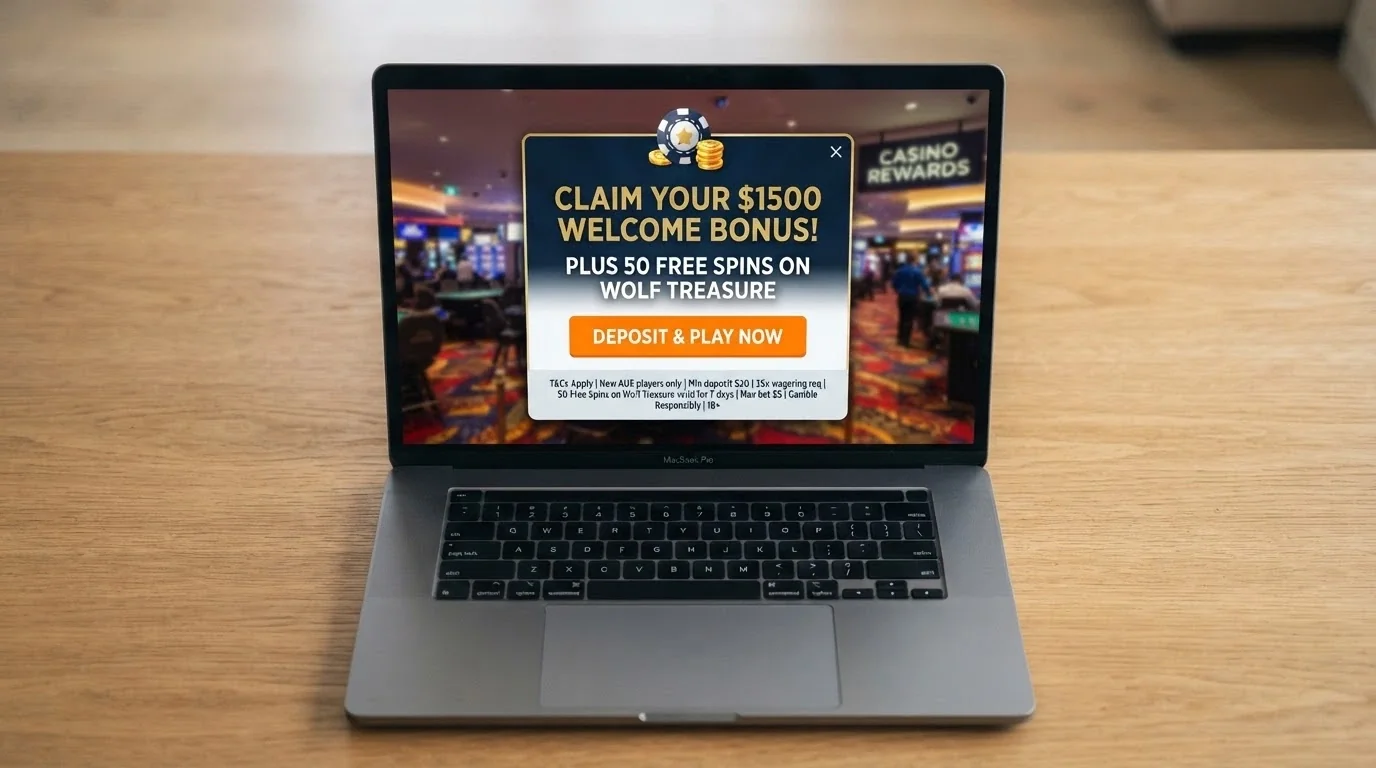A pop-up notification on a casino site reading “Claim Your Free Chip — No Deposit Required” with terms in small print below