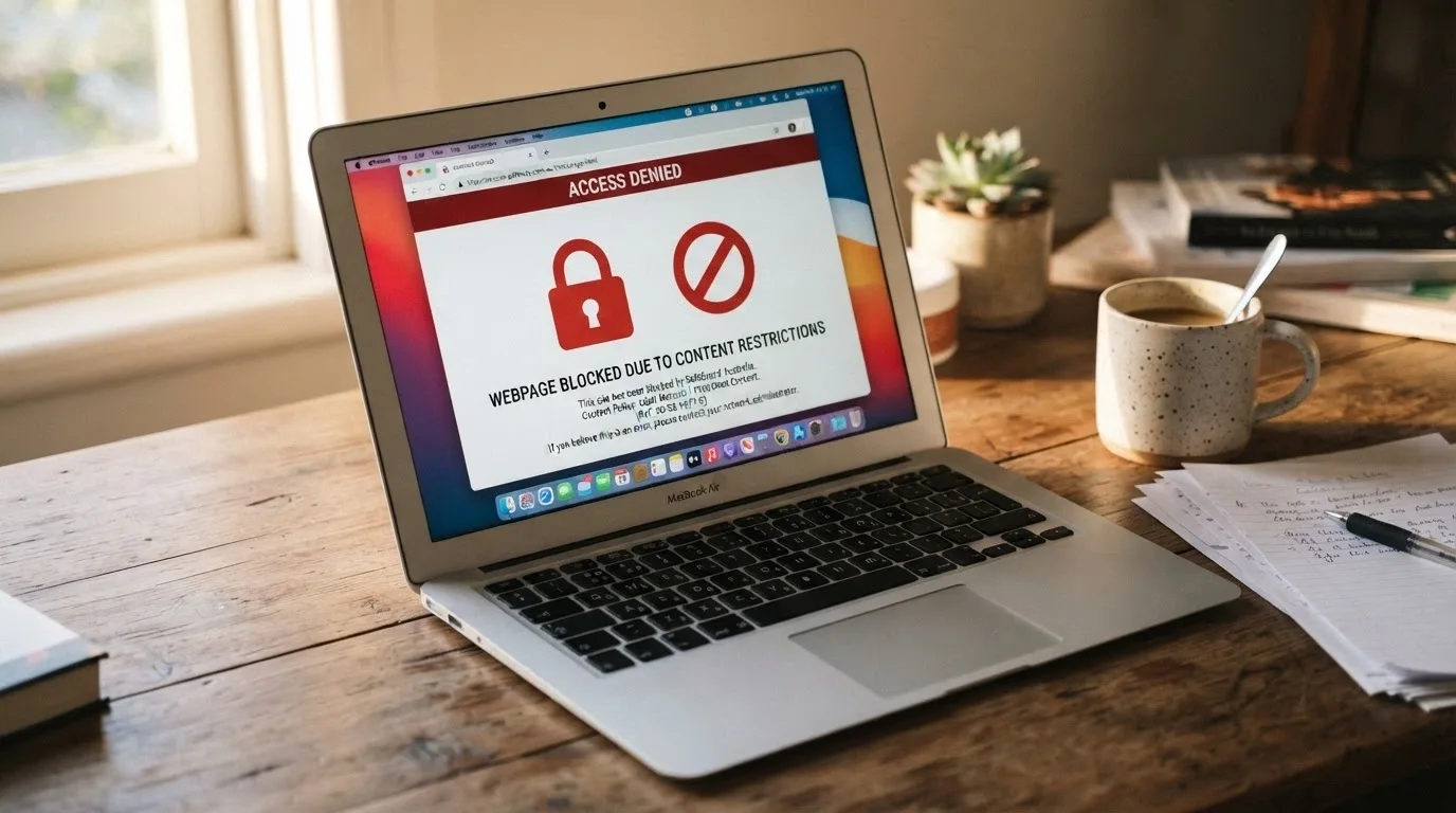 An ACMA website-blocking notice displayed beside an offshore casino login screen, with a padlock symbol crossed out